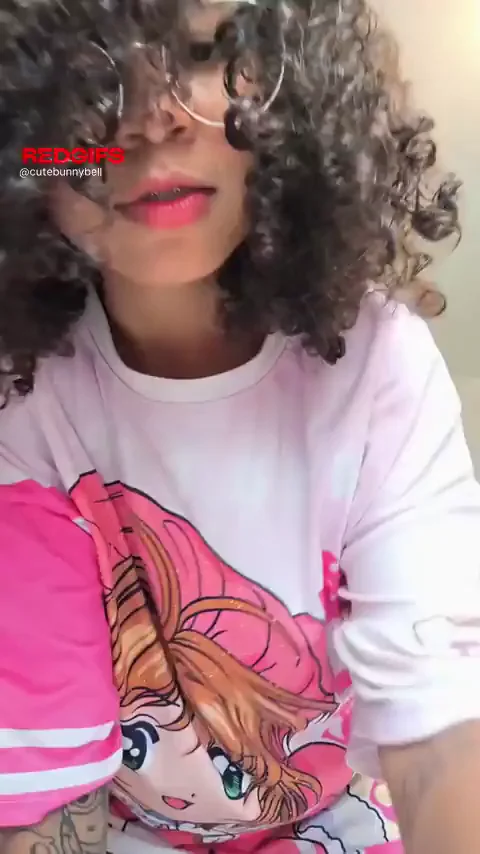 Rough Fuckdoll Tease: Curly Cutie in Anime Tee Begs for Play