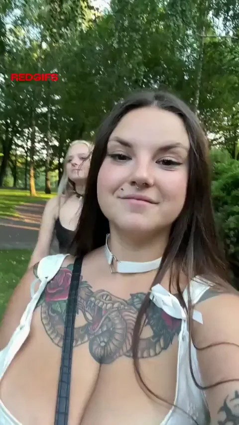 🍑 Spontaneous Slutty Kiss with Big Titty Babes in the Park 🔥
