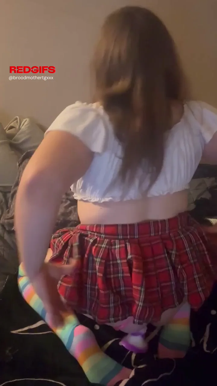 Thick Trans Schoolgirl Takes Her Time Riding Purple Dildo Ass-Up 😘