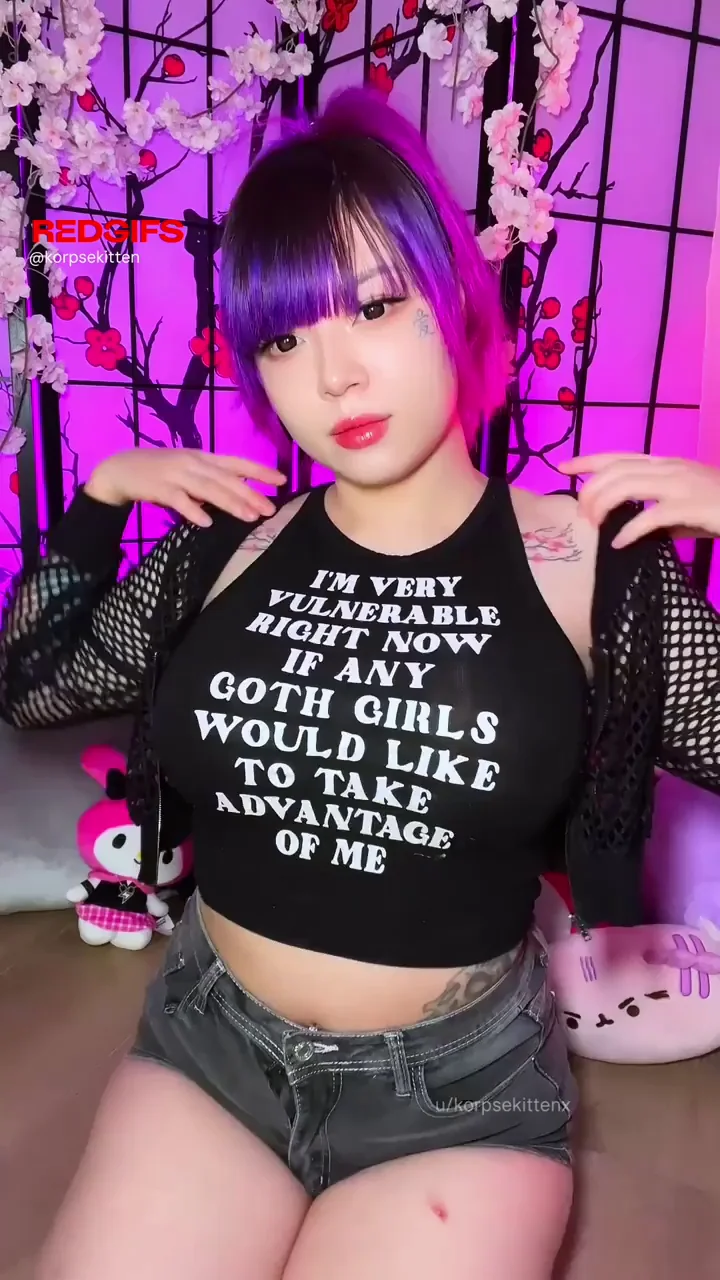 Goth Asian Egirl Flashes Her Massive Tits for the Cam