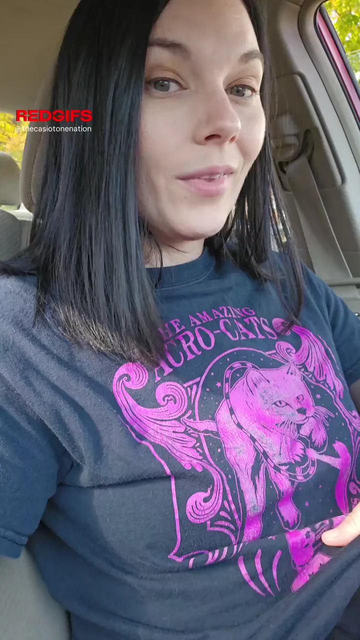 Playing with my tits at the stop sign [GIF]