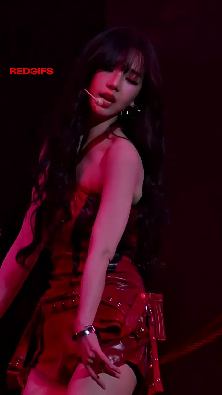 Karina from aespa Teasing in Shiny Red Latex Outfit
