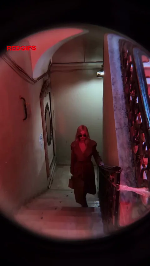 Doorway Tease: Trenchcoat Slut Begs to Get Let In