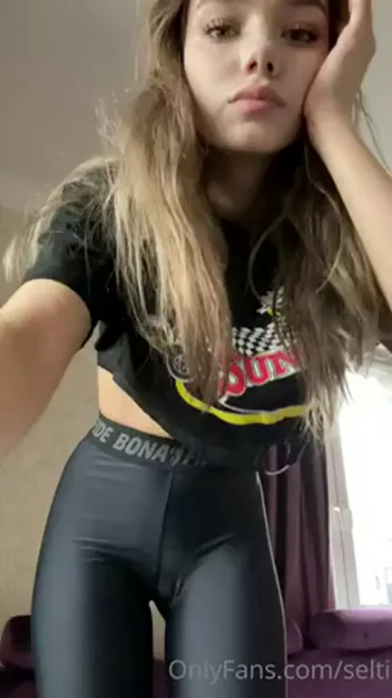 TikThot's Slutty Titty Drop Tease in Shiny Leggings