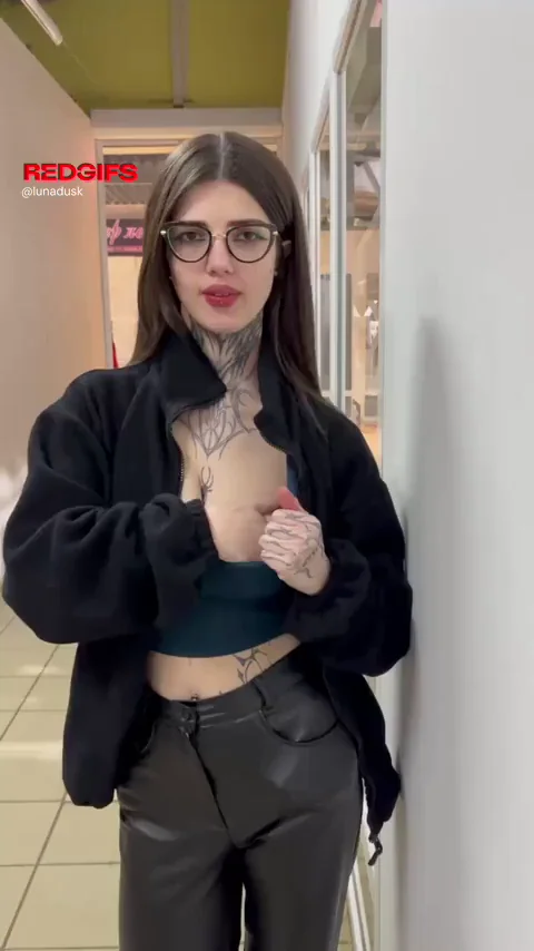 Natural tits in the store