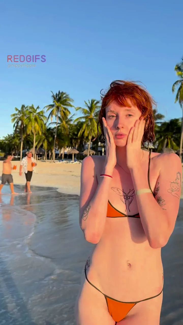 🔥 Redhead Beach Slut Flashes Tits in Golden Hour Glory 🌅🍒