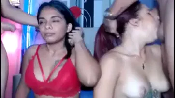 🔥 Two Slutty Latina Teens Double Deepthroat That Fat Cock 💦🍆