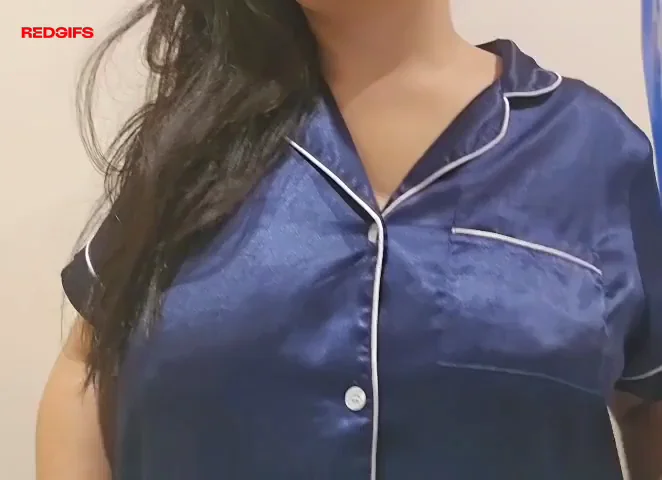 Hot Babe's Epic First Titty Drop in Shiny Satin PJ's