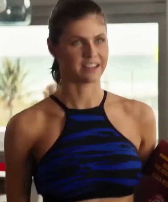 Alexandra Daddario Blue Sports Bra