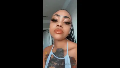 🔥 Ebony Babe Deepthroats Thick Black Dildo & Jiggles Tits 💦