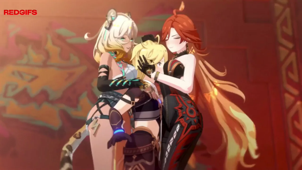 Mavuika and Xilonen emptying Aether's balls (Pastapaprika) [Genshin Impact]