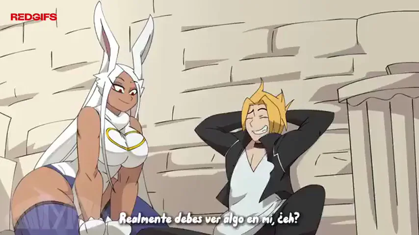Mirko taking care of Kaminari during internship[Boku no hero academia]