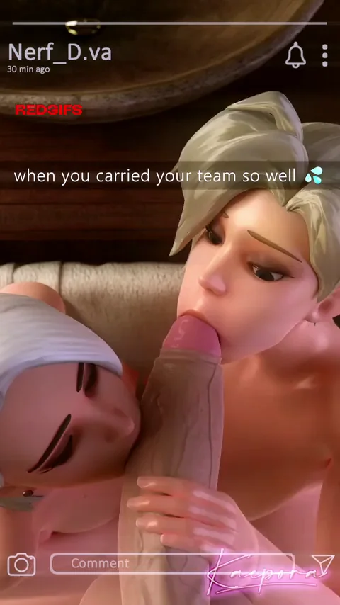 snapchat from Dva with Ashe &amp; Mercy in the Bathroom (KaeporaNSFW) [Overwatch]