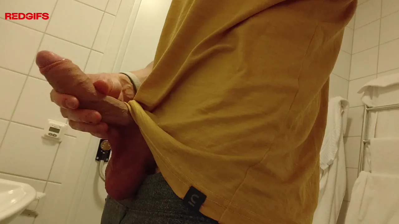 Slowly rubbing 7.5 inches cock before work