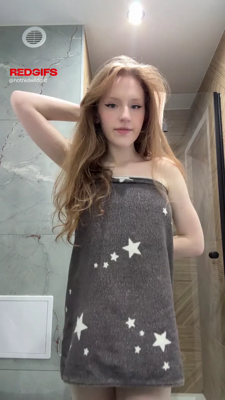 Towel Tease Drop: Redhead Slut's Juicy Ass Reveal 😈