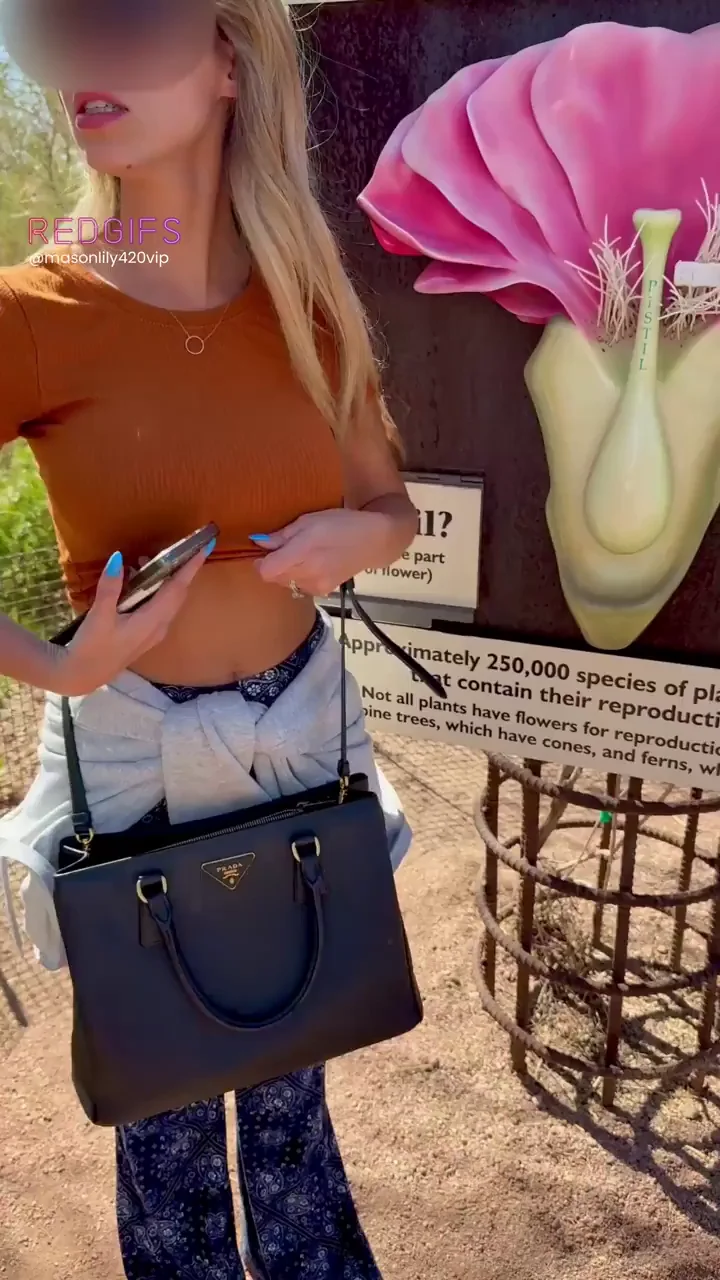 Blonde Slut Flashes Massive Tits at Giant Phallic Flower 🌸🍆💦