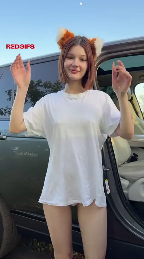 Petite Fox Girl Flashes Tits by the Car 🚗🍒