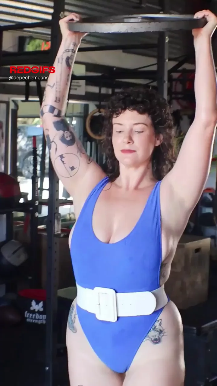 Worship This Buff Muscle Mommy's Curves 😈💦 Make You Leak & Throb in Blue Swimsuit 🔥❤️‍🔥
