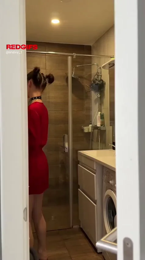 Oops, Forgot You Waiting... Cute Emo Tease Strips in Bathroom