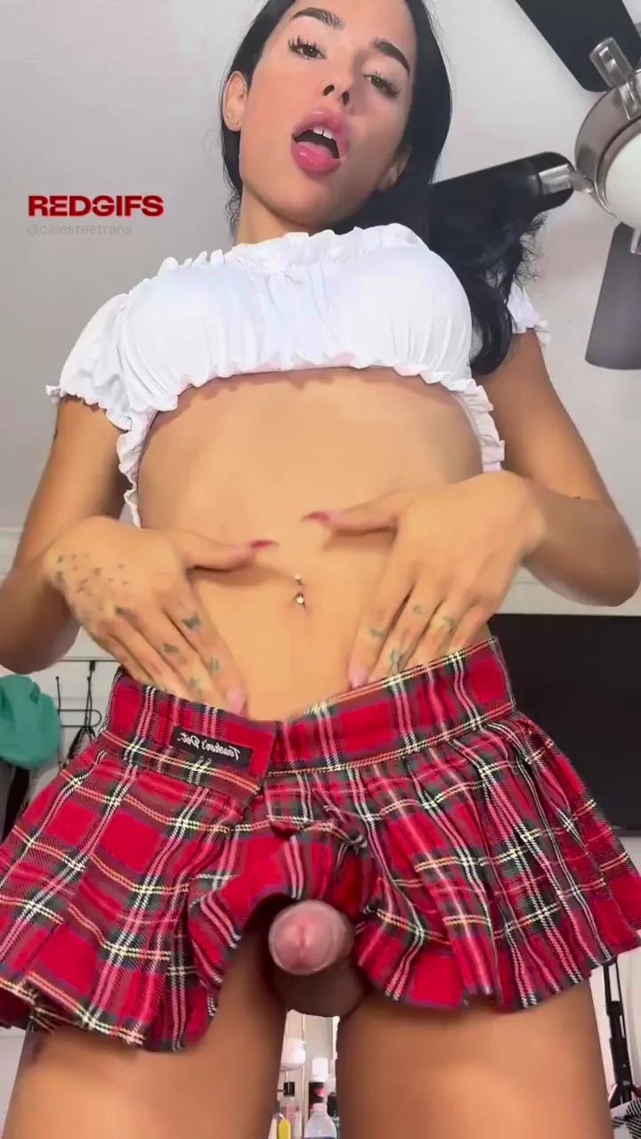 Latina Shemale Schoolgirl Teases Her Thick Cock - Yay or Nay?