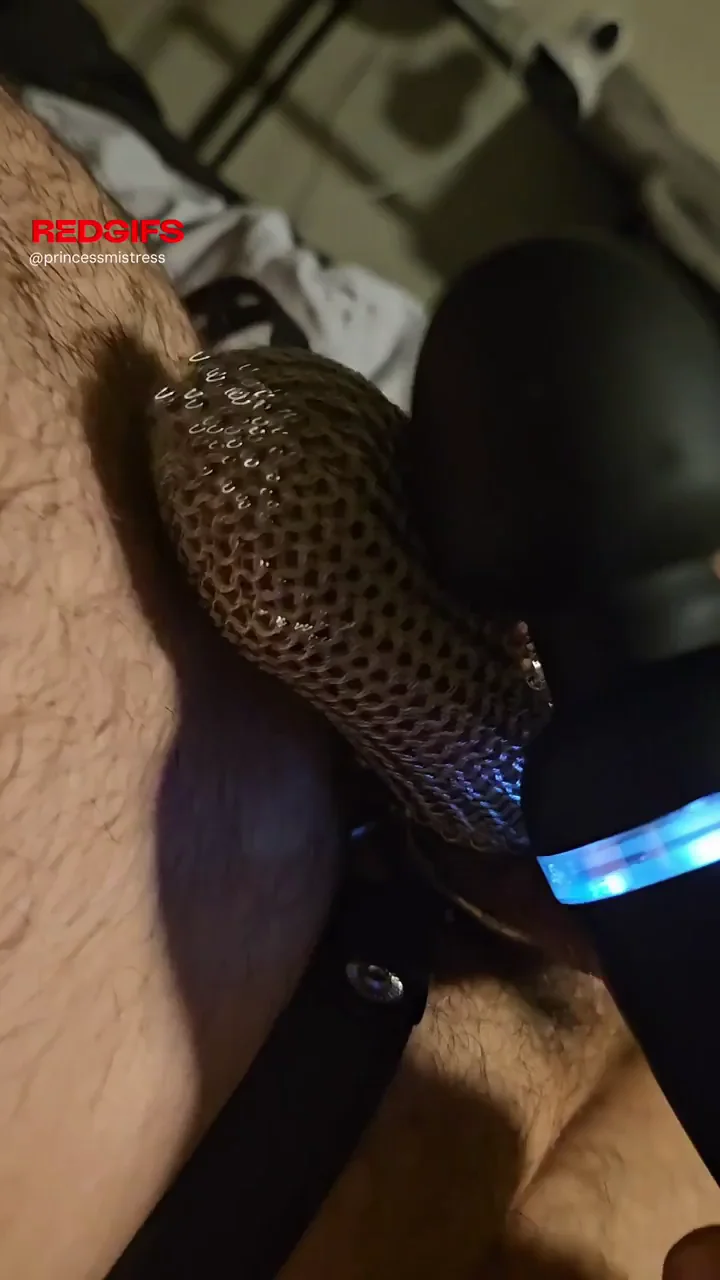 New chainmail chastity cage fun with vibrator