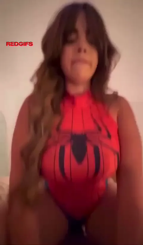🔥 Halloween Goonette Slut in Spider-Gwen Costume Teases Massive Tits 🍑💦