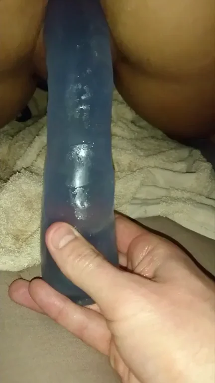 Girlfriend's first time riding her 10" dildo! Would you agree she does pretty well for her first time??