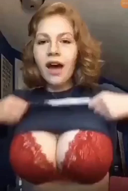 Redhead Bombshell's Massive Lace Tits Tease & Spill