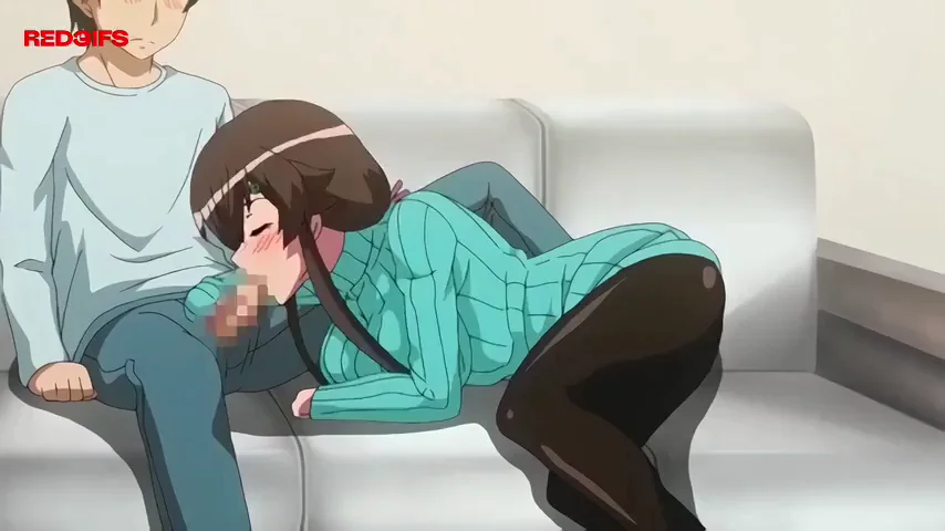 Cute Hentai Babe Slurps Thick Cock on Couch
