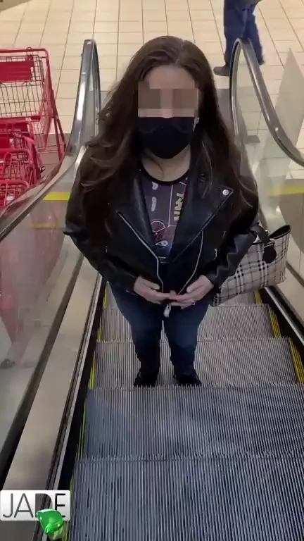 🛍️ Massive Tits Bursting Out on Mall Escalator 😈