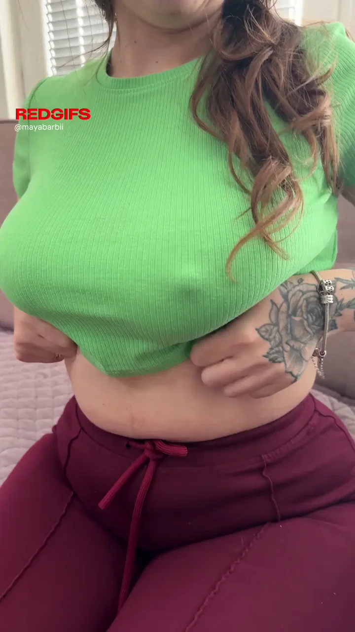 Natural Massive Tits Tease in Green Top 😍🍈🍈 Hot or Not?