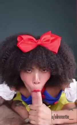 Ebony Snow White Ditches the Apple for Throbbing Cock Suck