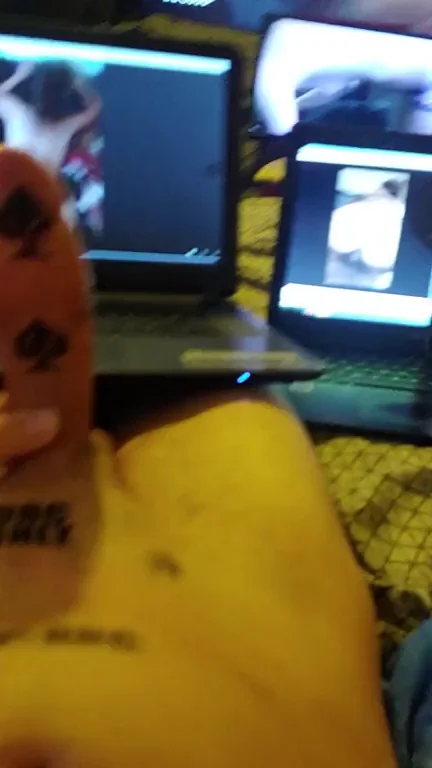 White Boy Jacking Off To Interracial Porn Cums Hard!