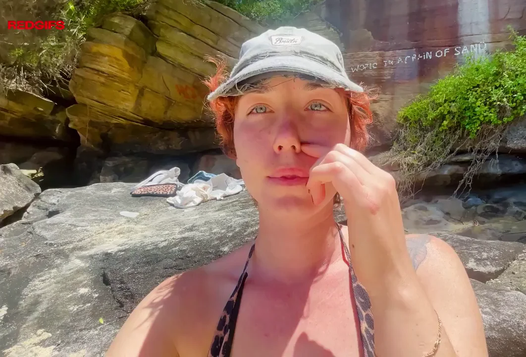 Busted Spitting Slut at the Beach
