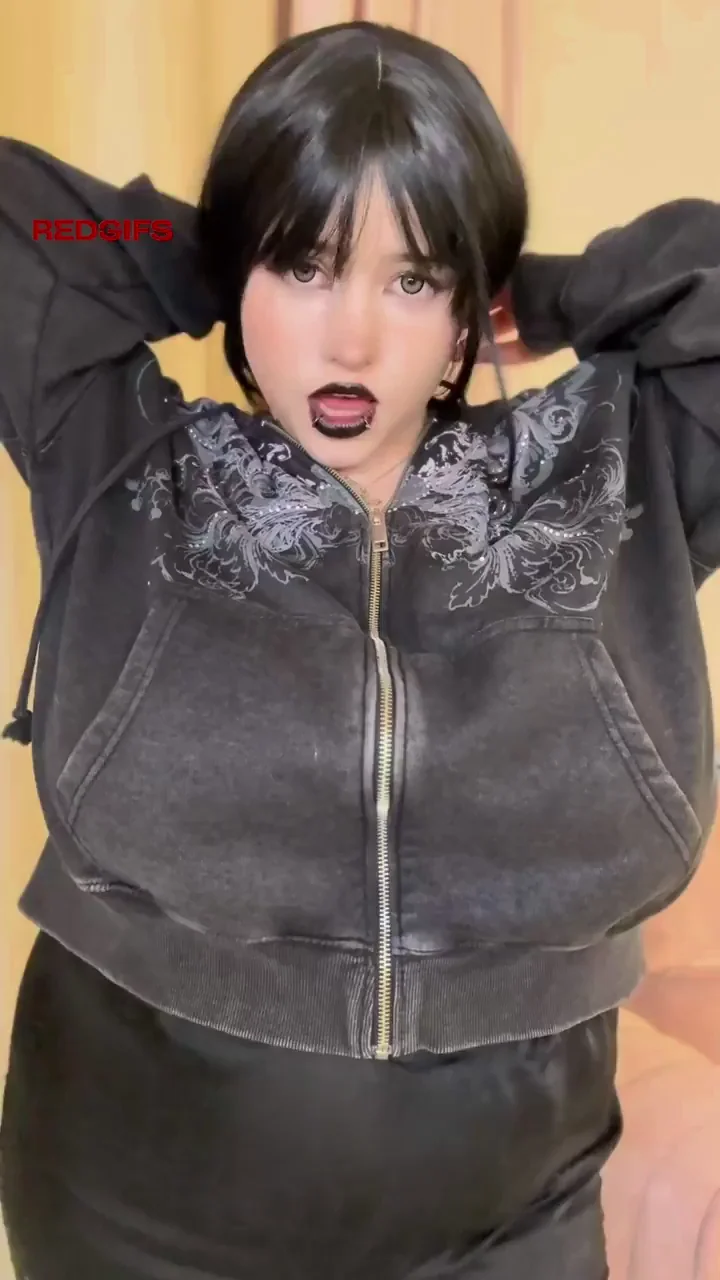 Chubby Goth Teen's Massive Tits Begging for Your Face 😈💦