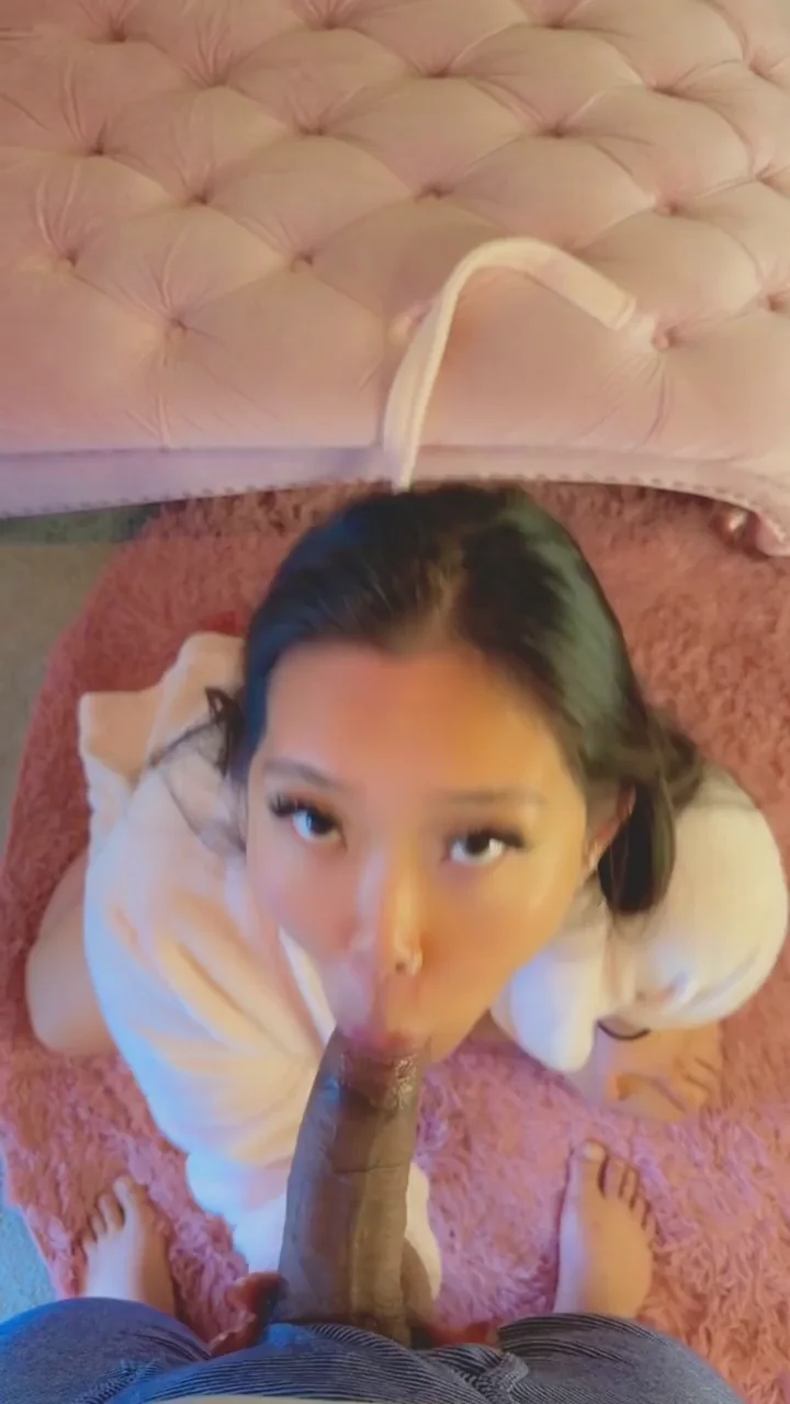 Asian Slut Worships Massive Brown Cock 💦🍆