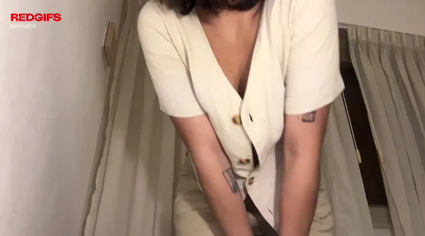 Braless Downblouse Tease from Stairway Slut 😍👀