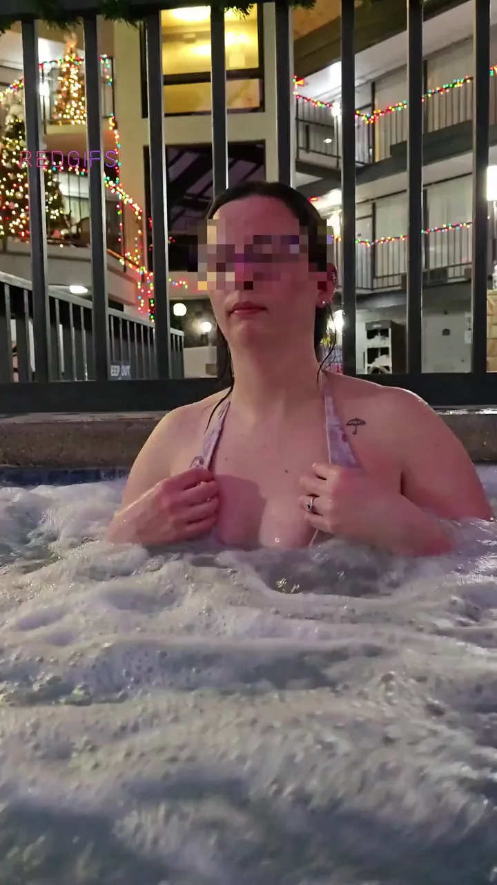 The other hotel guests don't know what they're missing in the hot tub