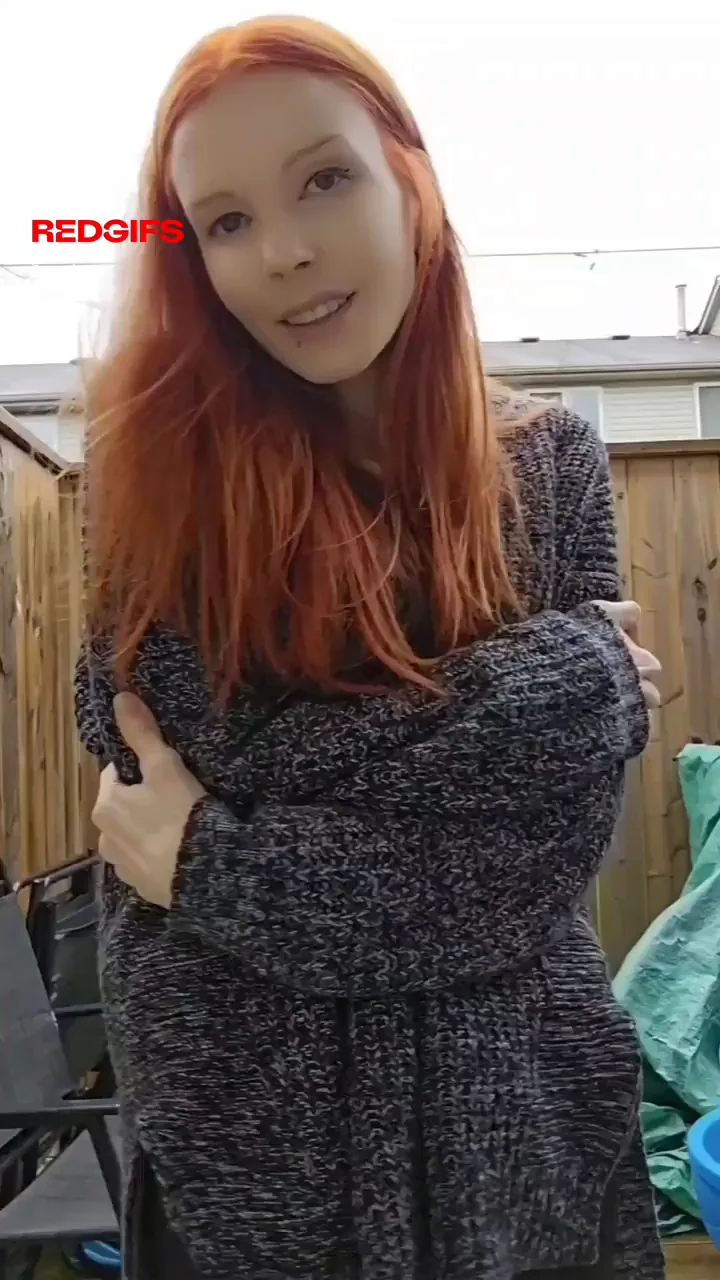 Fiery Redhead MILF Next Door Flashes Pierced Tits in Homemade Tease