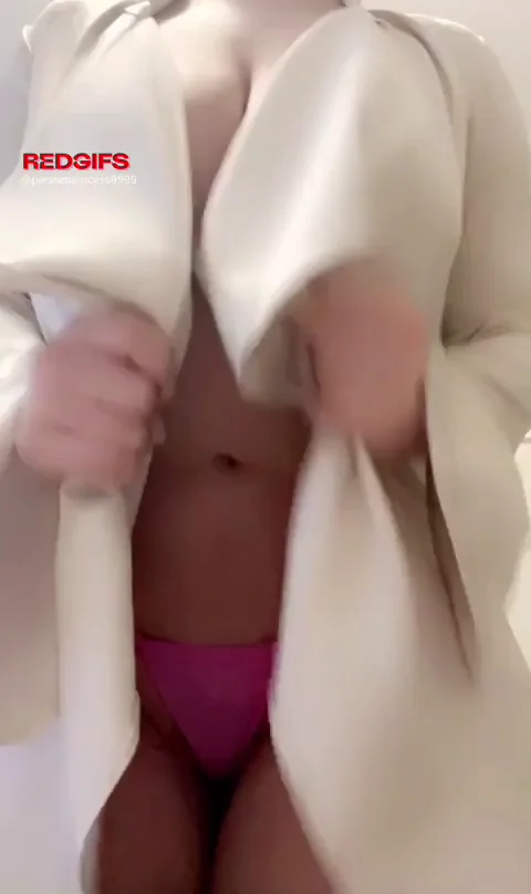 Staring at my huge tits or tiny thong?