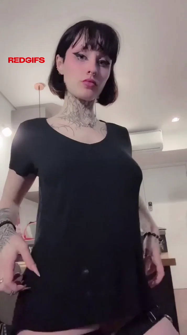 Goth Slut's Nude Tease: Tits Out, Pussy Dripping for You?
