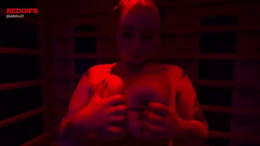 Pierced sauna tits