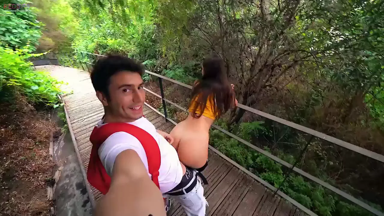horny standing doggy on a public trail