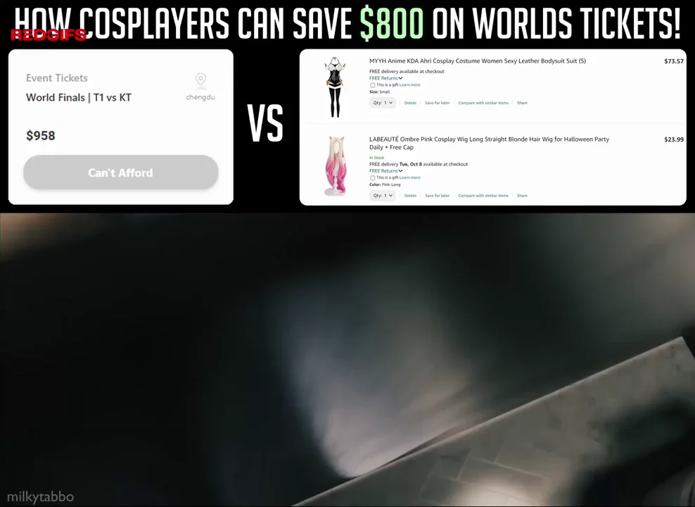 Ahri Cosplay Slut Saves $3000 on Mobile Suckers