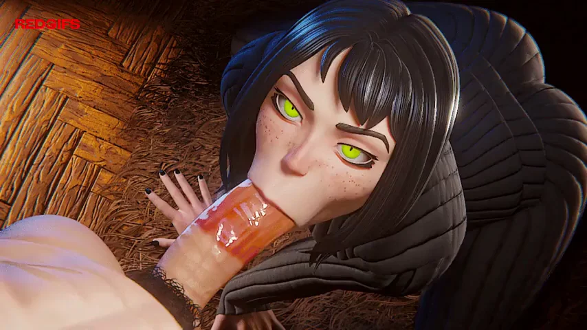 Vampire Hentai Babe Gives Sloppy Cock Sucking BJ (Apulaz Original)