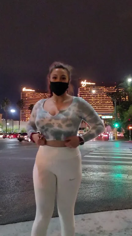 Vegas Slut Teases in Public Crosswalk 😈💦 [GIF]