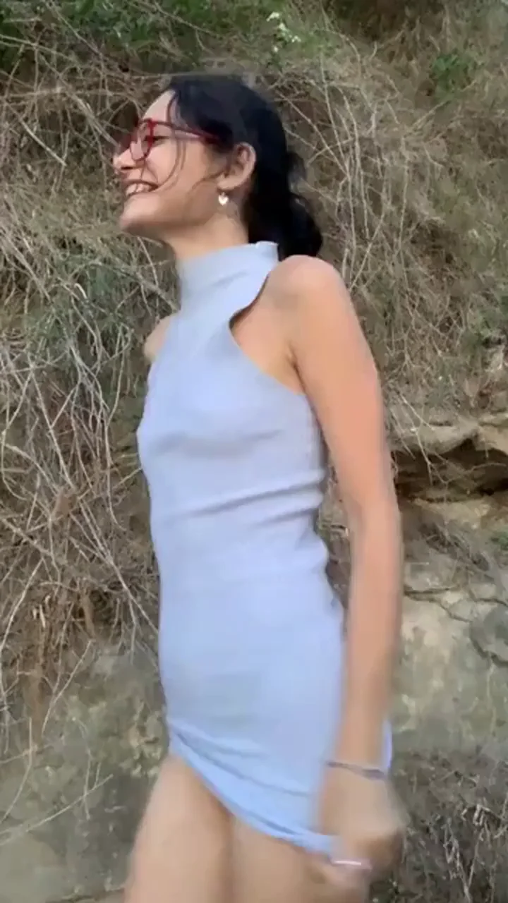 Tiny tits in public