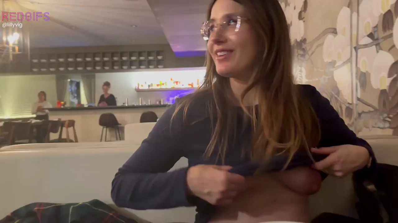 Sucking on her tits in a restaurant!
