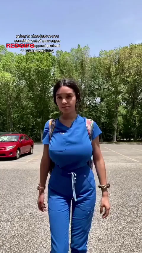 Nurse's Massive Mams Bursting Outta Scrubs - No Hiding These Jugs!