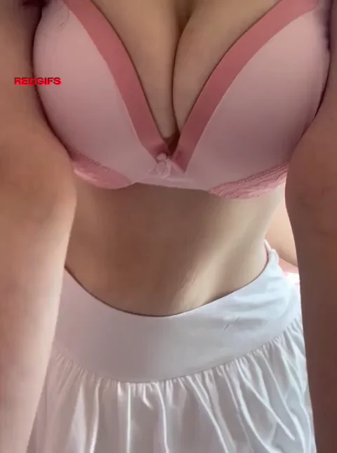 Thick Teen's Massive Tits Tease in Pink Push-Up